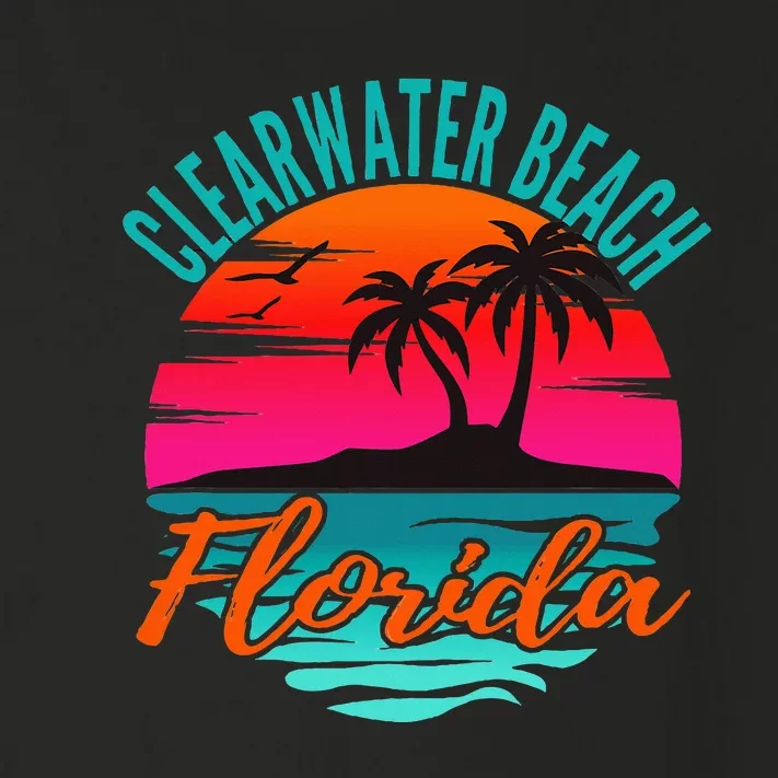 Clearwater Beach Florida Palm Tree Island Pink Toddler Long Sleeve Shirt