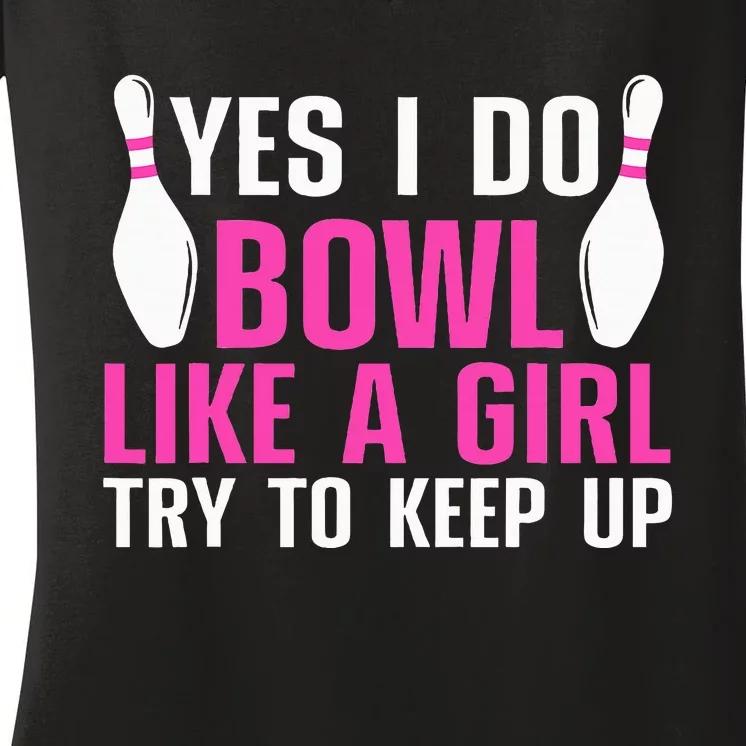 Cute Bowling For Women Bowler Spare Me Ladies Bowling Women's V-Neck T-Shirt