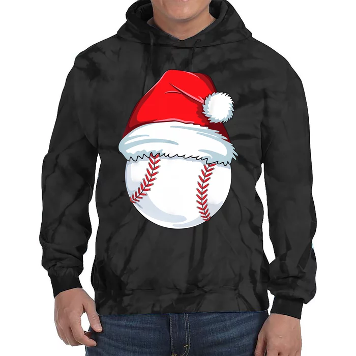 Christmas Baseball For Kids Men Ball Santa Pajama Tie Dye Hoodie