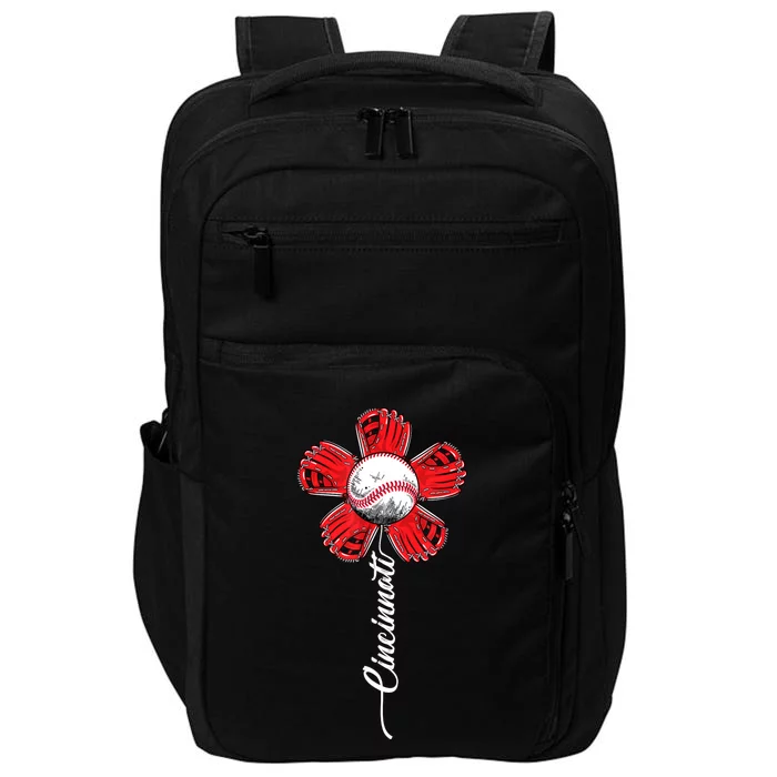 Cincinnati Baseball Flower Vintage Baseball Fans Impact Tech Backpack