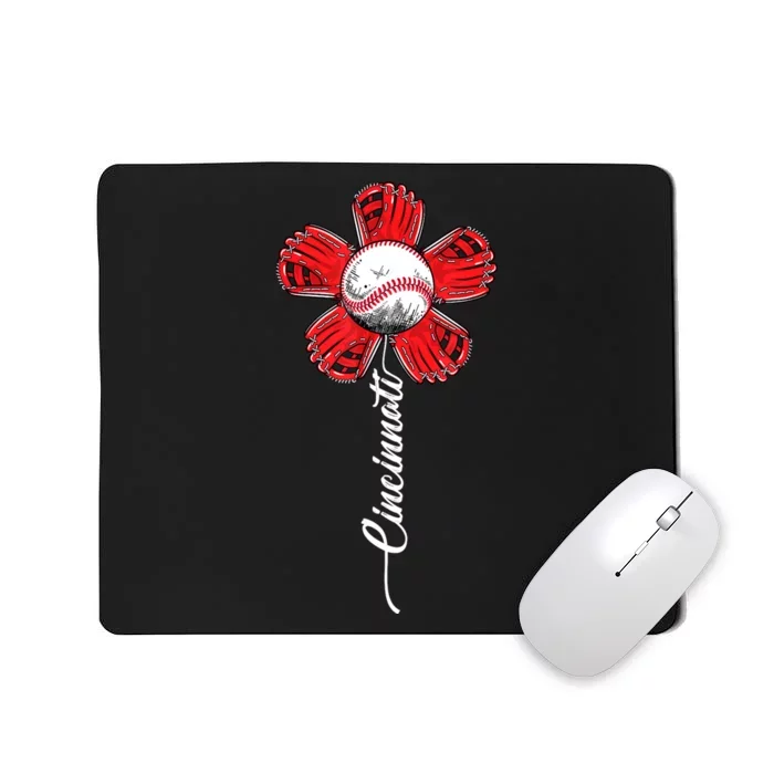 Cincinnati Baseball Flower Vintage Baseball Fans Mousepad