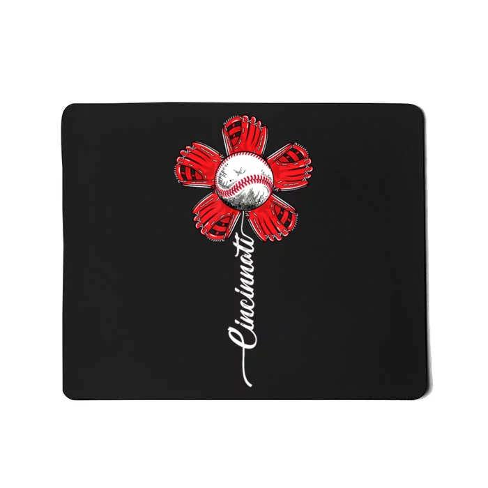 Cincinnati Baseball Flower Vintage Baseball Fans Mousepad