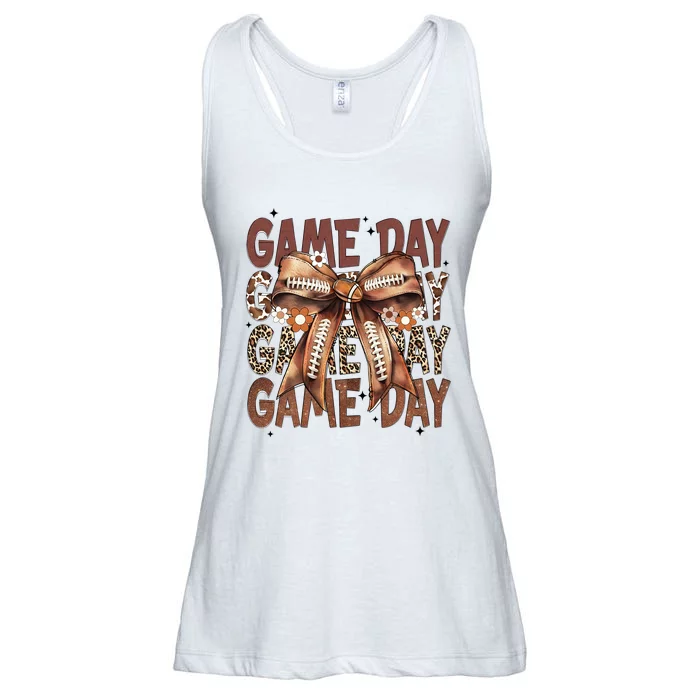 Coquette Bow Floral Football Season Ladies Essential Flowy Tank