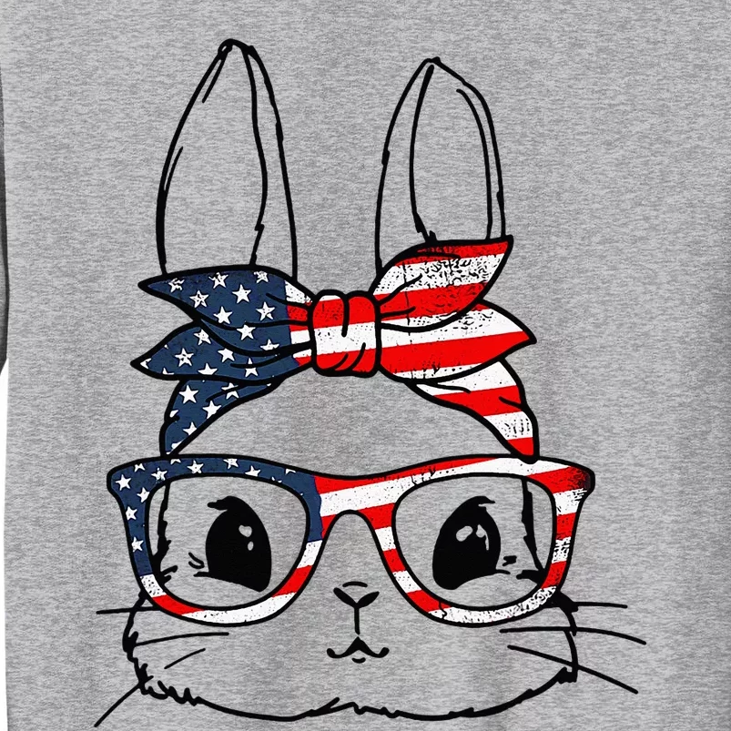 Cute Bunny Face American US FLag happy Easter Day Tall Sweatshirt