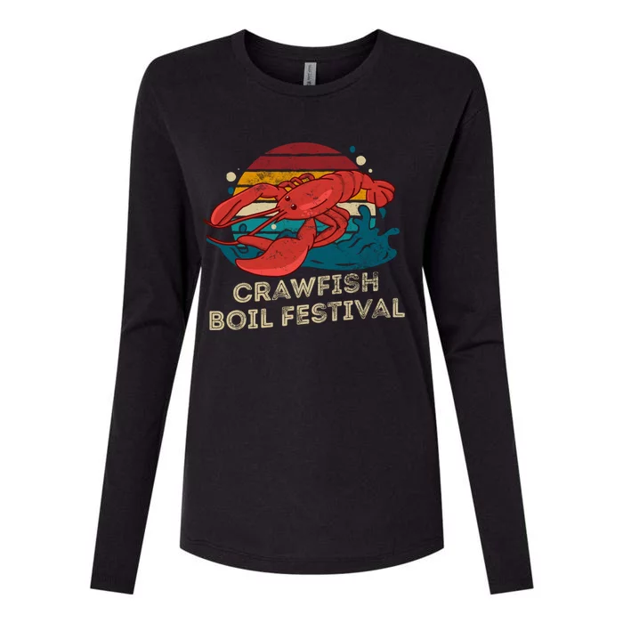 Crawfish Boil Festival Funny Crawfish Season Retro Crawfish Gift Womens Cotton Relaxed Long Sleeve T-Shirt