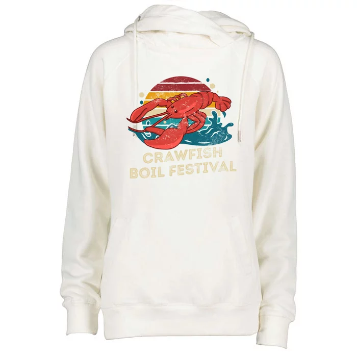 Crawfish Boil Festival Funny Crawfish Season Retro Crawfish Gift Womens Funnel Neck Pullover Hood