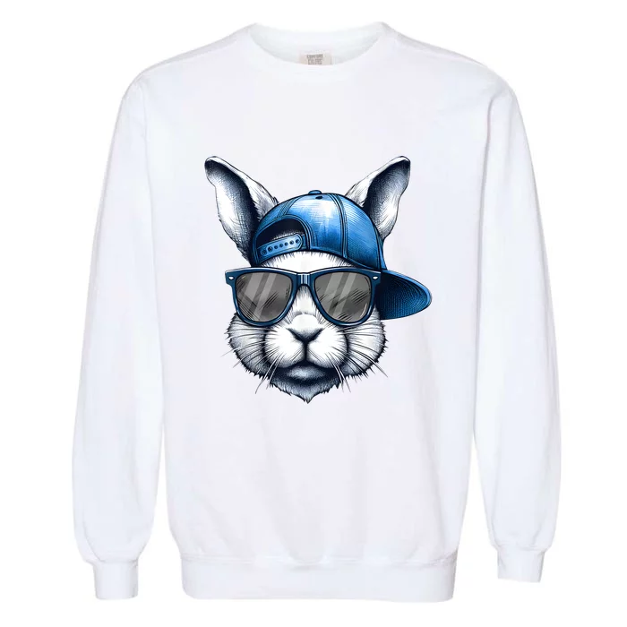 Cool Bunny Face Happy Easter Garment-Dyed Sweatshirt