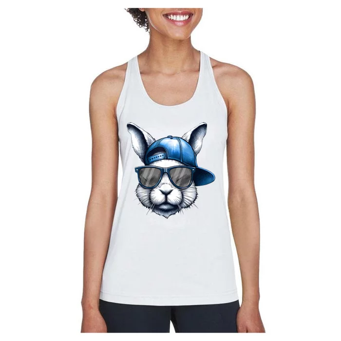 Cool Bunny Face Happy Easter Women's Racerback Tank