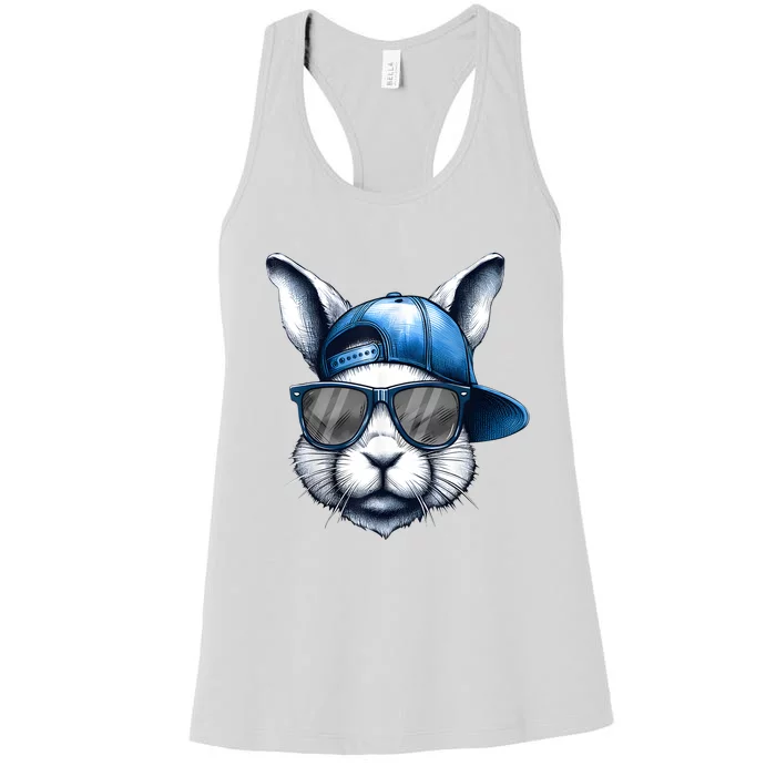 Cool Bunny Face Happy Easter Women's Racerback Tank