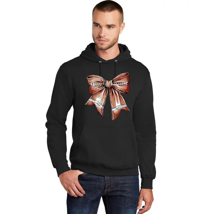 Coquette Bow Funny Football Lover Game Day Football Mom Life Hoodie