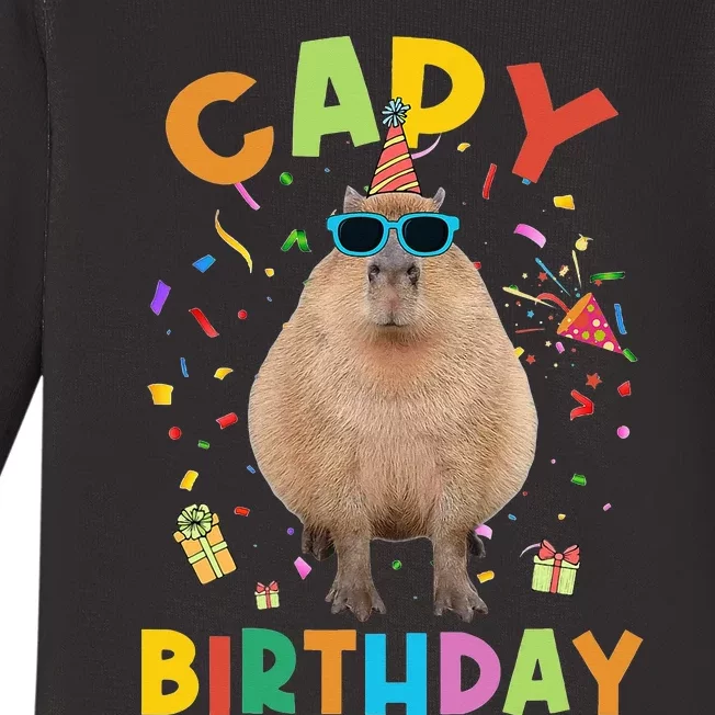 Capy Birthday Funny Capybara Animals Birthday Baby Long Sleeve Bodysuit