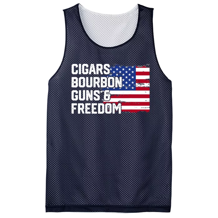 Cigars Bourbon Guns and Freedom Lover American Usa Flag Mesh Reversible Basketball Jersey Tank