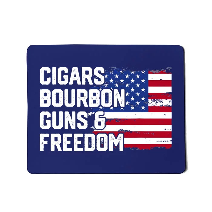 Cigars Bourbon Guns and Freedom Lover American Usa Flag Mousepad