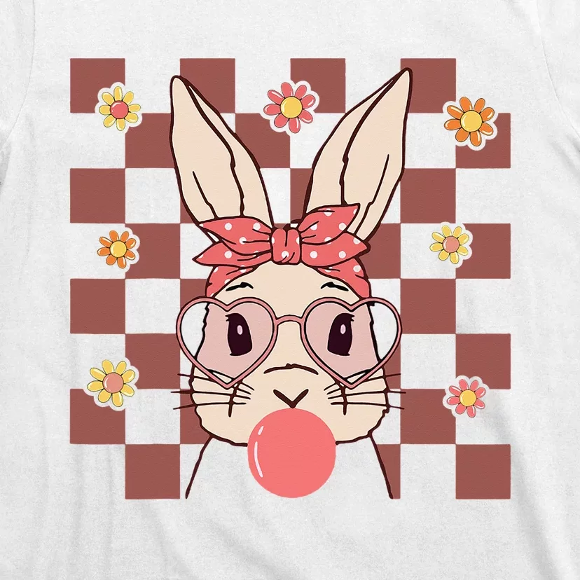 Cute Bunny Groovy Easter Day Glasses Headband T-Shirt