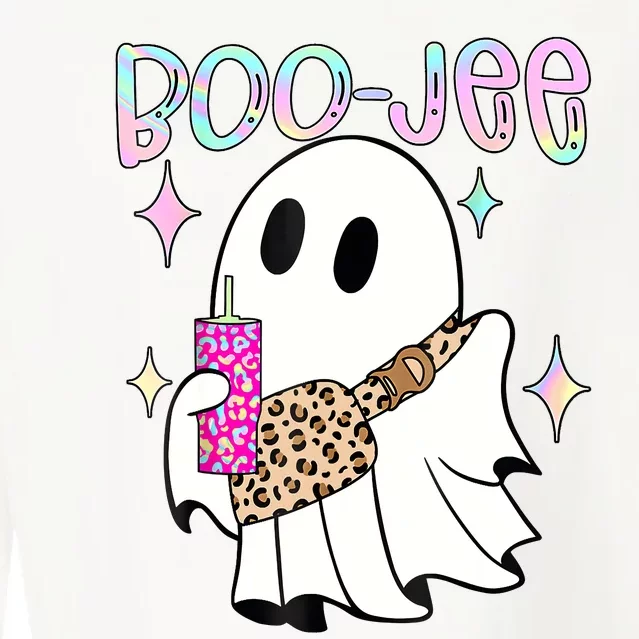 Cute Boo Ghost Spooky Funny Halloween Costume Boujee Boo Jee Cropped Pullover Crew