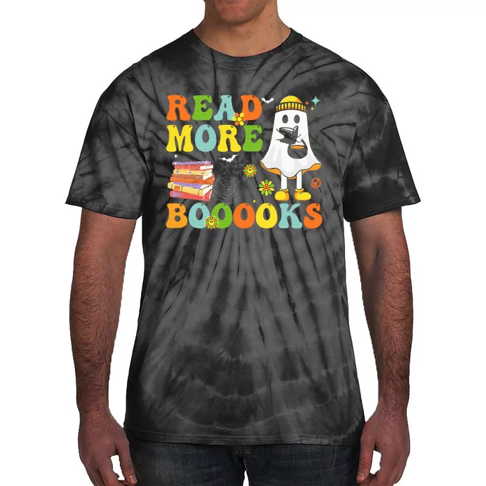 Cute Booooks Ghost Read More Books Funny Teacher Halloween Tie-Dye T-Shirt