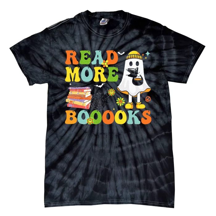 Cute Booooks Ghost Read More Books Funny Teacher Halloween Tie-Dye T-Shirt