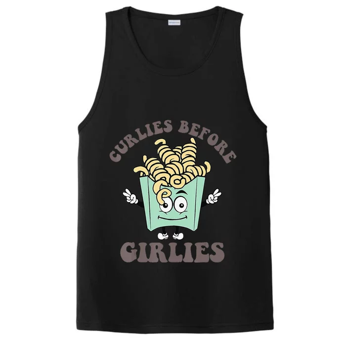 Curlies Before Girlies Funny Valentine's Day Performance Tank