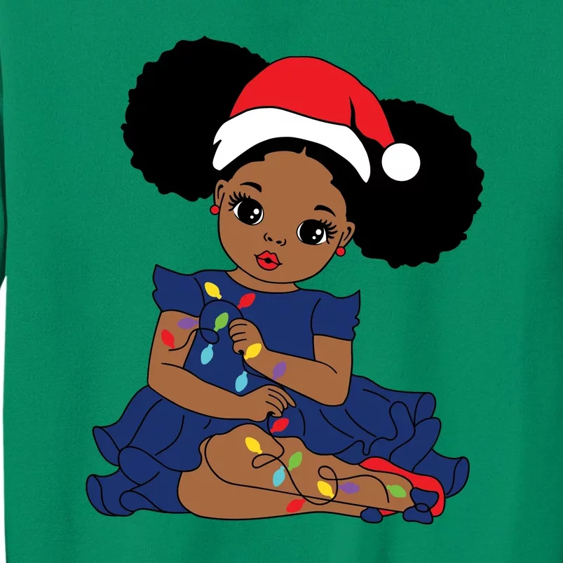 Christmas Black Girl Christmas Lights Funny Santa Hat Sweatshirt