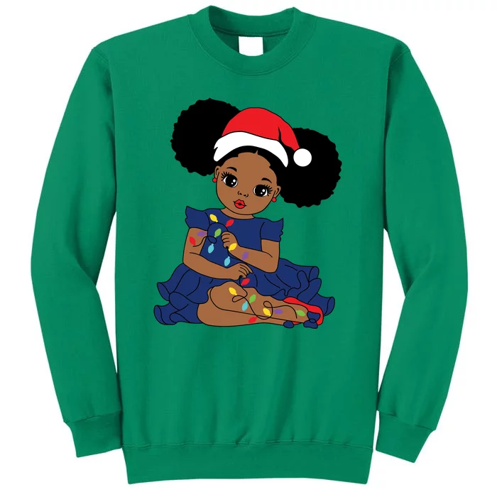 Christmas Black Girl Christmas Lights Funny Santa Hat Sweatshirt