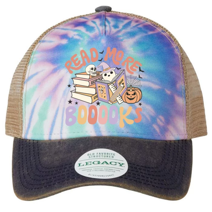 Cute Booooks Ghost Read More Books Funny Teacher Halloween Legacy Tie Dye Trucker Hat