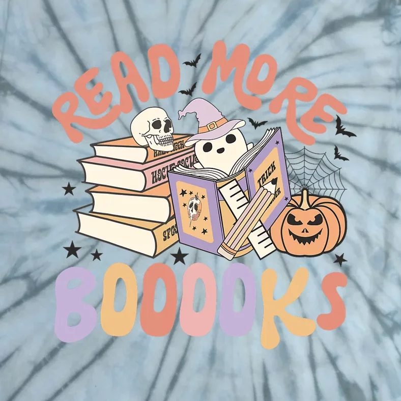 Cute Booooks Ghost Read More Books Funny Teacher Halloween Tie-Dye T-Shirt