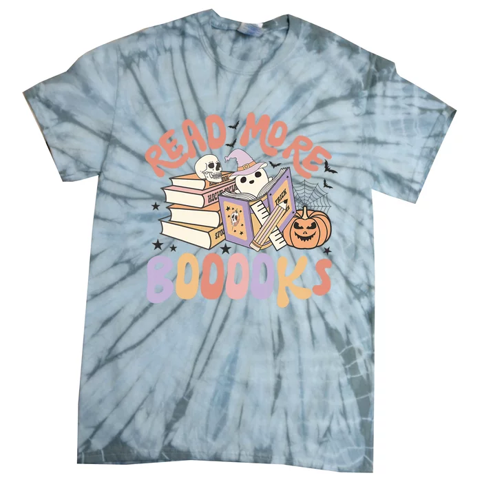 Cute Booooks Ghost Read More Books Funny Teacher Halloween Tie-Dye T-Shirt