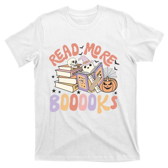 Cute Booooks Ghost Read More Books Funny Teacher Halloween T-Shirt