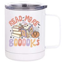 Cute Booooks Ghost Read More Books Funny Teacher Halloween 12 oz Stainless Steel Tumbler Cup