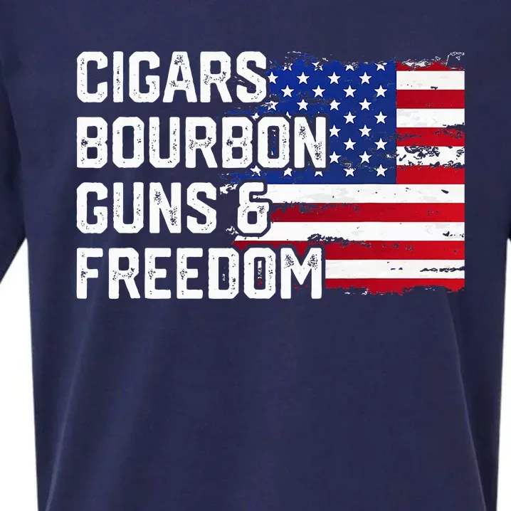 Cigars Bourbon Guns And Freedom Lover American Usa Flag Sueded Cloud Jersey T-Shirt