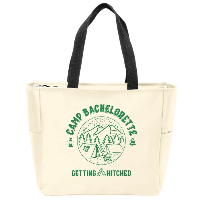 Camp Bachelorette Getting Hitched Bride Party Matching Zip Tote Bag