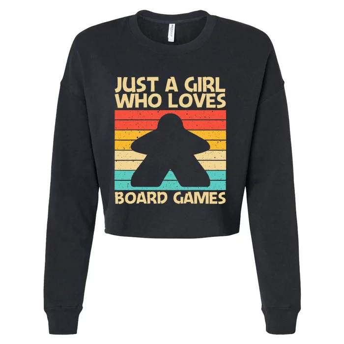 Cool Board Game Art For Girl Board Gamer Meeple Lovers Cropped Pullover Crew