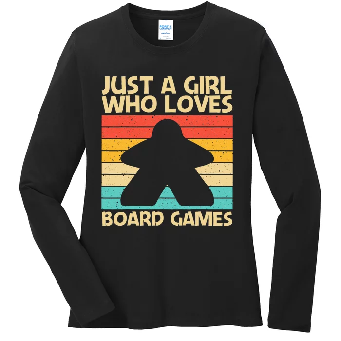 Cool Board Game Art For Girl Board Gamer Meeple Lovers Ladies Long Sleeve Shirt