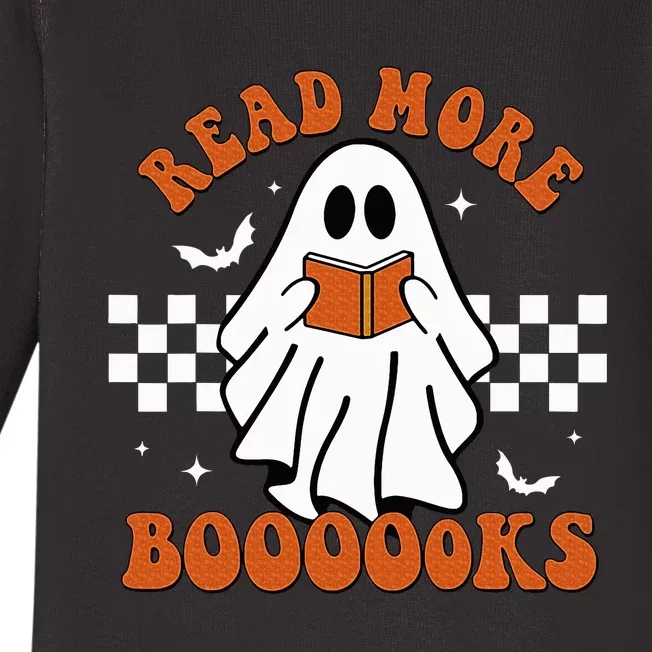 Cute Booooks Ghost Read More Books Funny Teacher Halloween Baby Long Sleeve Bodysuit