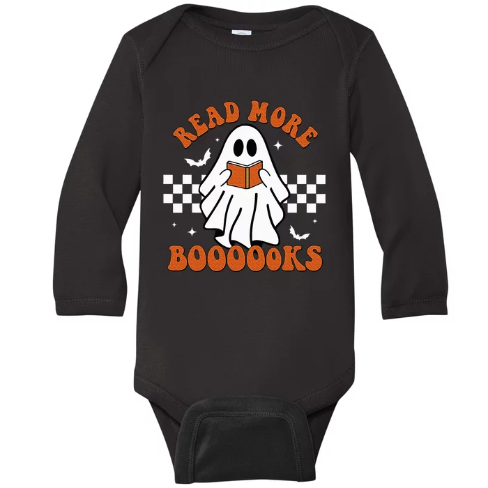 Cute Booooks Ghost Read More Books Funny Teacher Halloween Baby Long Sleeve Bodysuit