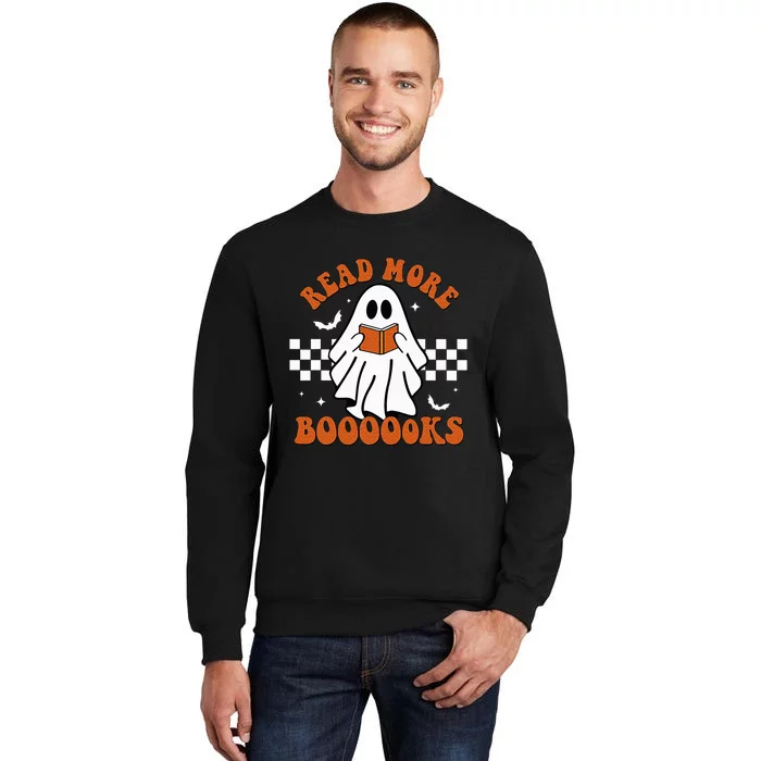 Cute Booooks Ghost Read More Books Funny Teacher Halloween Tall Sweatshirt