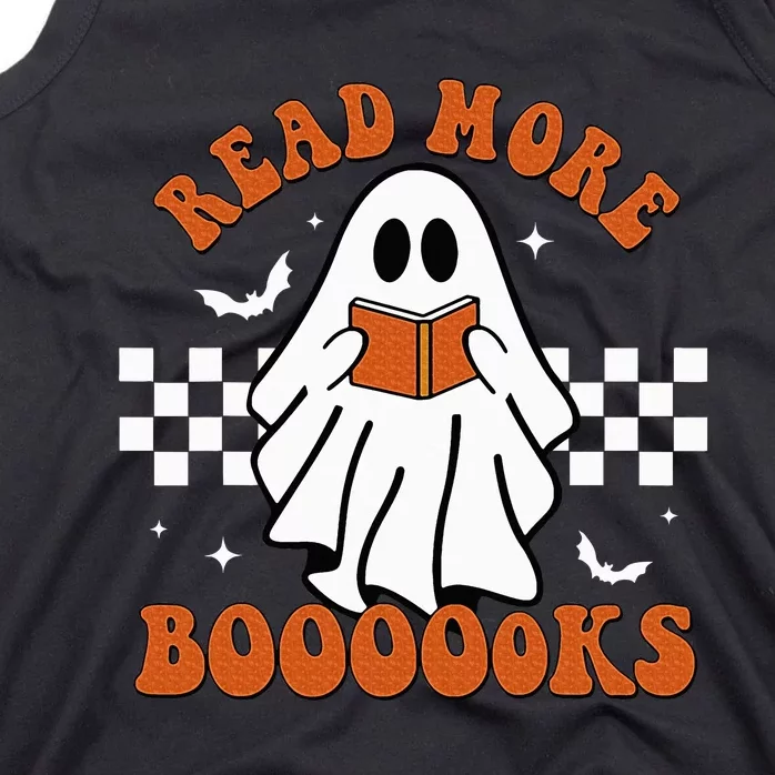 Cute Booooks Ghost Read More Books Funny Teacher Halloween Tank Top