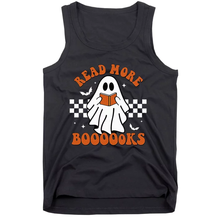 Cute Booooks Ghost Read More Books Funny Teacher Halloween Tank Top