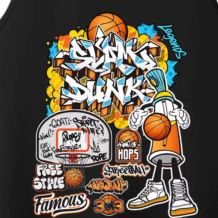 Cool Basketball Graffiti Style Illustration Performance Tank