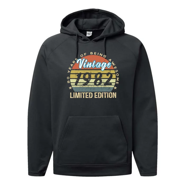 Cool Birthday Gift Vintage 1982 Limited Edition Performance Fleece Hoodie