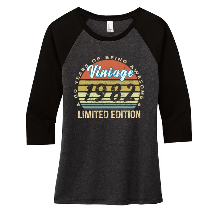 Cool Birthday Gift Vintage 1982 Limited Edition Women's Tri-Blend 3/4-Sleeve Raglan Shirt