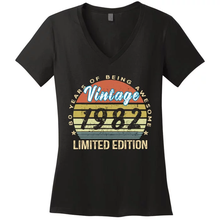 Cool Birthday Gift Vintage 1982 Limited Edition Women's V-Neck T-Shirt