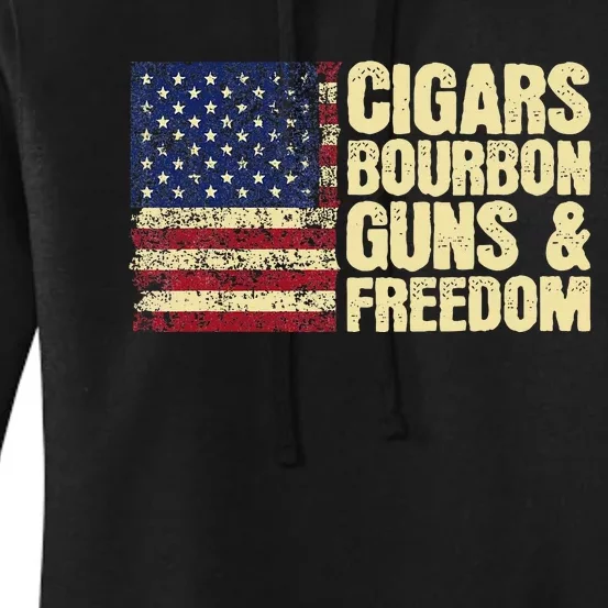 Cigars Bourbon Guns And Freedom American Flag Women's Pullover Hoodie