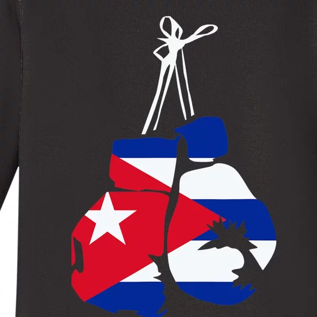 Cuban Boxing Gloves Cuban Flag For Cuba Boxing Fans Baby Long Sleeve Bodysuit