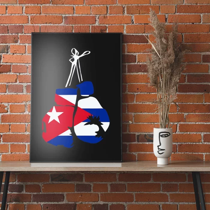 Cuban Boxing Gloves Cuban Flag For Cuba Boxing Fans Poster