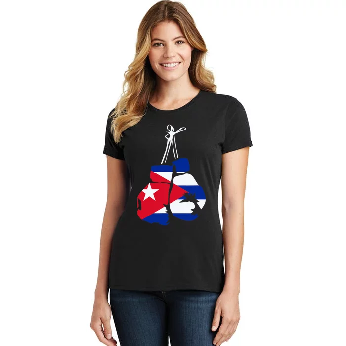 Cuban Boxing Gloves Cuban Flag For Cuba Boxing Fans Women's T-Shirt