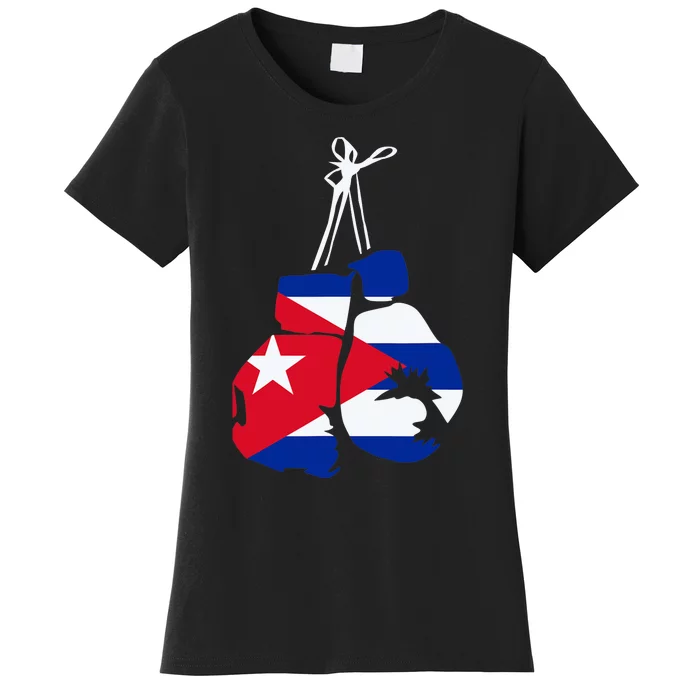 Cuban Boxing Gloves Cuban Flag For Cuba Boxing Fans Women's T-Shirt