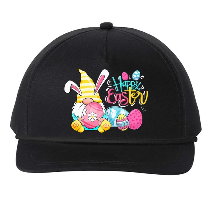 Cute Bunny Gnome Egg Hunting Spring Easter Snapback Five-Panel Rope Hat