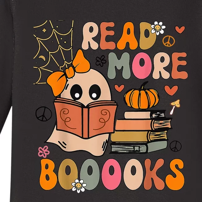 Cute Booooks Ghost Read More Books Funny Teacher Halloween Baby Long Sleeve Bodysuit