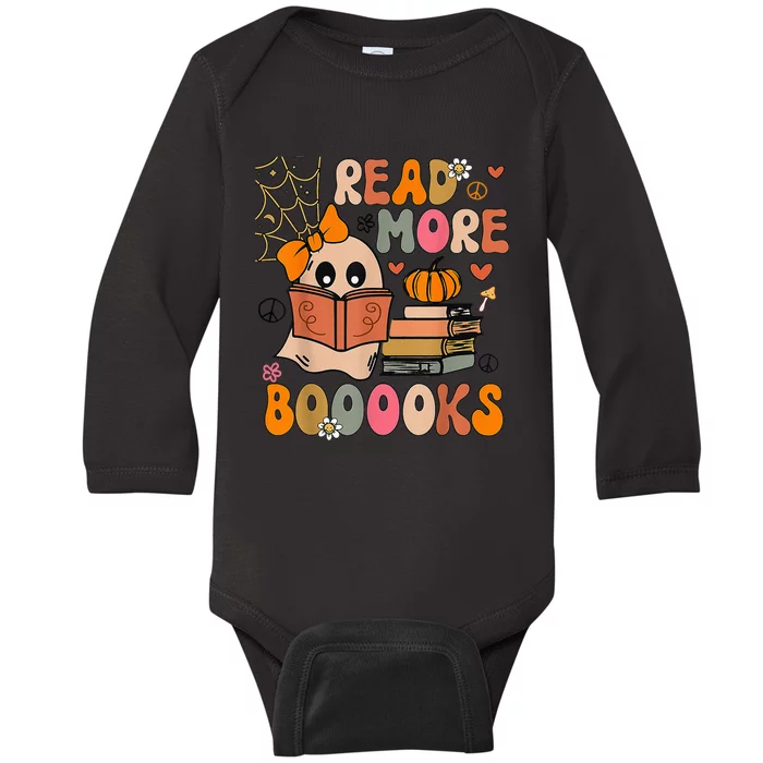 Cute Booooks Ghost Read More Books Funny Teacher Halloween Baby Long Sleeve Bodysuit